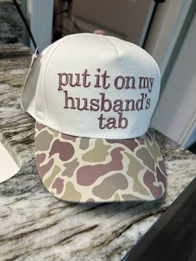 'Put It On My Husband's Tab' Camo Cap